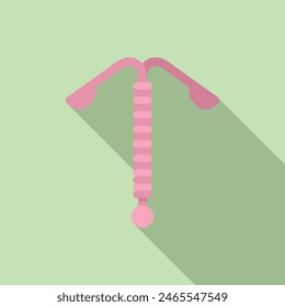 Minimalistic vector graphic of an intrauterine device  iud  on a soft green background