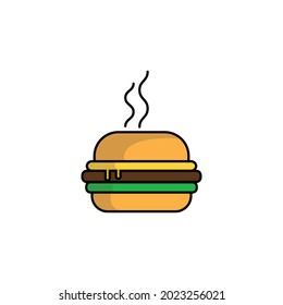 Hamburguesa vectorial minimalista sobre fondo blanco. El concepto de comida rápida estadounidense.