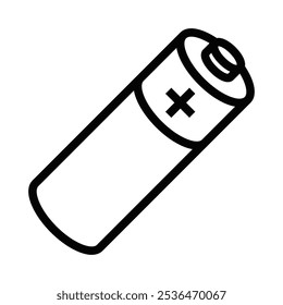 Minimalistic vector icon of a battery with a "plus" symbol, representing a positive charge or active power, ideal for energy or electronics themes. Editable stroke.