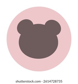 Minimalistic vector icon with bear head inside circle. teddy face silhouette on isolated white background.	