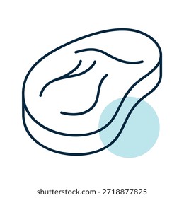 Minimalistisches Vektorsymbol eines rohen Steaks, geeignet für Food-Apps, Restaurantmenüs oder gesundes Diätdesign.
