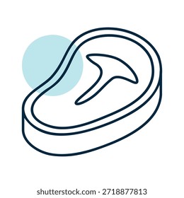 Minimalistisches Vektorsymbol des rohen T-Bone-Steaks, ideal für Grill-Apps, Food-Blogs oder Restaurant-Branding-Design.
