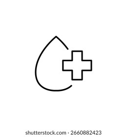 Icono de Vector minimalista que representa la donación de sangre con el símbolo Plus