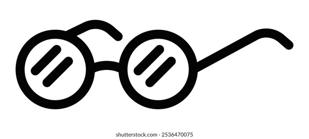 Minimalistic vector icon of round glasses, symbolizing vision, eyewear, and fashion. Editable stroke.