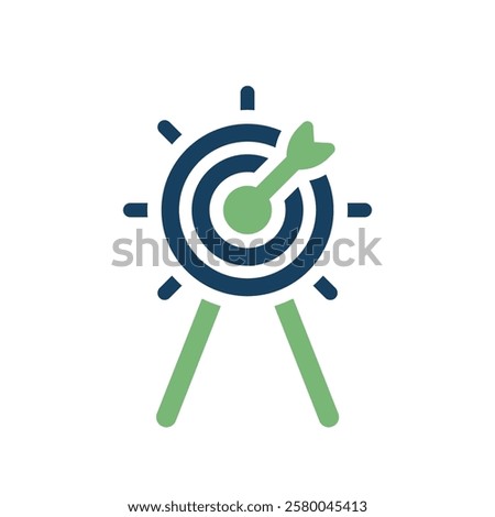 A minimalistic vector icon that elegantly depicts a target with a dart, symbolizing the essential concepts of focus and strategic planning necessary in effectively achieving desired goals and success