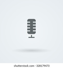 Minimalistic Vector icon with vintage studio microphone. Logo. Pictogram. Button.