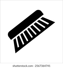 minimalistic vector icon of a wire brush, used for cleaning or scrubbing hard surfaces. Suitable for industrial or household cleaning visuals.

