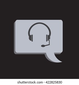 Minimalistic Vector icons big headphones with a microphone - Illustration