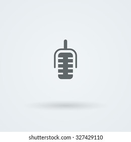 Minimalistic Vector icons with vintage or studio microphone. Logo. Pictogram. Button.