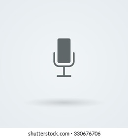 Minimalistic Vector icons with vintage or studio microphone. Logo. Pictogram. Button.