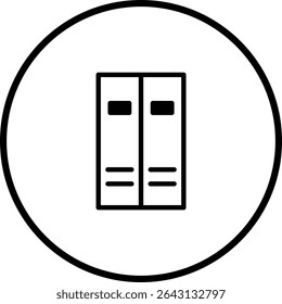 Minimalistic vector illustration of closed cabinet with symmetrical design elements