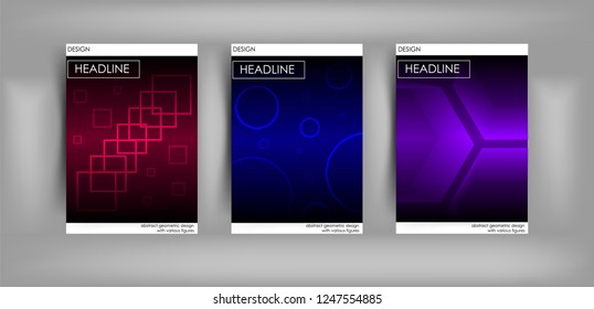 Minimalistic vector illustration of covers design. Set of three geometric abstract poster. Eps10