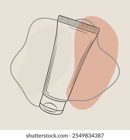 Minimalistic Vector Illustration of a Cream Tube with Abstract Background