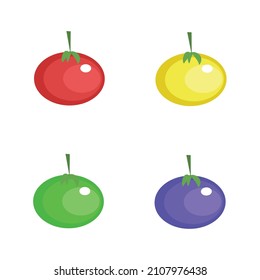 Minimalistische Vektorgrafik mit verschiedenen Tomatensorten