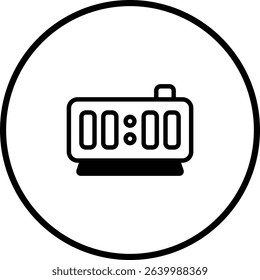 Minimalistic vector illustration of a digital clock displaying midnight time