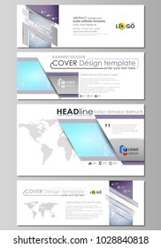 The minimalistic vector illustration of editable layout of social media, email headers, banner design templates in popular formats. Polygonal texture. Global connections, futuristic geometric concept.