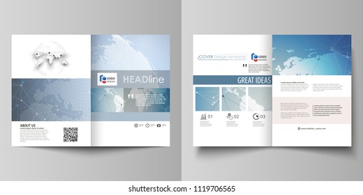The minimalistic vector illustration of the editable layout of two A4 format modern covers design templates for brochure, flyer, report. Scientific medical DNA research. Science or medical concept.
