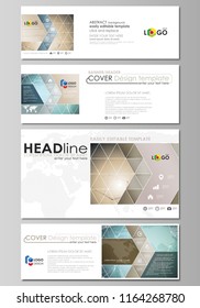 The minimalistic vector illustration of the editable layout of social media, email headers, banner design templates in popular formats. Chemistry pattern with molecule structure. Medical DNA research