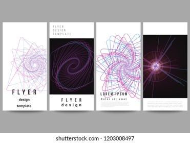 The minimalistic vector illustration of the editable layout of flyer, banner design templates. Random chaotic lines that creat real shapes. Chaos pattern, abstract texture. Order vs chaos concept.