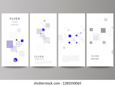 The minimalistic vector illustration of the editable layout of flyer, banner design templates. Abstract vector background with fluid geometric shapes.