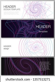 The minimalistic vector illustration of the editable layout of headers, banner design templates. Random chaotic lines that create real shapes. Chaos pattern, abstract texture. Order vs chaos concept.
