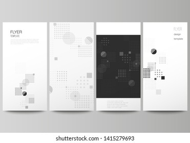 The minimalistic vector illustration of the editable layout of flyer, banner design templates. Abstract vector background with fluid geometric shapes.