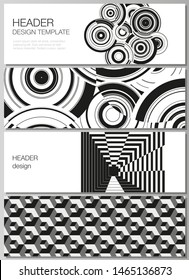 The minimalistic vector illustration of the editable layout of headers, banner design templates. Trendy geometric abstract background in minimalistic flat style with dynamic composition.