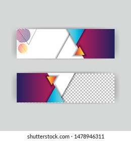 The minimalistic vector illustration of the editable layout of headers, banner design templates. Abstract geometric pattern with colorful gradient business background.
