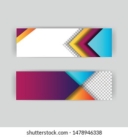 The minimalistic vector illustration of the editable layout of headers, banner design templates. Abstract geometric pattern with colorful gradient business background.
