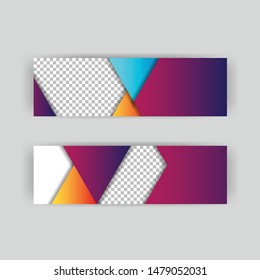 The minimalistic vector illustration of the editable layout of headers, banner design templates. Abstract geometric pattern with colorful gradient business background.
