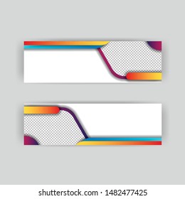 The minimalistic vector illustration of the editable layout of headers, banner design templates. Abstract geometric pattern with colorful gradient business background.
