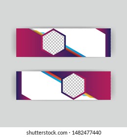 The minimalistic vector illustration of the editable layout of headers, banner design templates. Abstract geometric pattern with colorful gradient business background.
