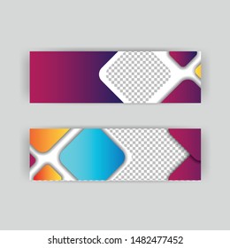 The minimalistic vector illustration of the editable layout of headers, banner design templates. Abstract geometric pattern with colorful gradient business background.
