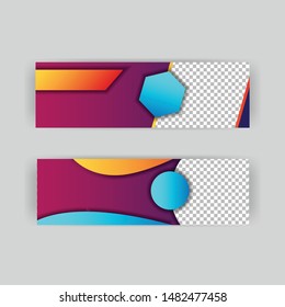 The minimalistic vector illustration of the editable layout of headers, banner design templates. Abstract geometric pattern with colorful gradient business background.
