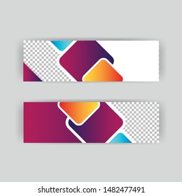 The minimalistic vector illustration of the editable layout of headers, banner design templates. Abstract geometric pattern with colorful gradient business background.
