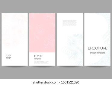 The minimalistic vector illustration of the editable layout of flyer, banner design templates. Topographic contour map, abstract monochrome background.
