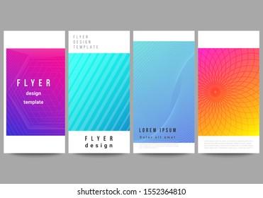 The minimalistic vector illustration of the editable layout of flyer, banner design templates. Abstract geometric pattern with colorful gradient business background.