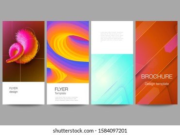 The minimalistic vector illustration of the editable layout of flyer, banner design templates. Futuristic technology design, colorful backgrounds with fluid gradient shapes composition.