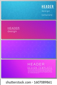 The minimalistic vector illustration of the editable layout of headers, banner design templates. Abstract geometric pattern with colorful gradient business background.