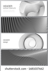 The minimalistic vector illustration of the editable layout of headers, banner design templates. Geometric abstract background, futuristic science and technology concept for minimalist design
