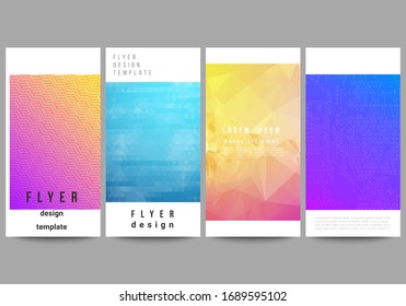The minimalistic vector illustration of the editable layout of flyer, banner design templates. Abstract geometric pattern with colorful gradient business background.