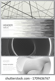 The minimalistic vector illustration of the editable layout of headers, banner design templates. Geometric abstract background, futuristic science and technology concept for minimalist design.