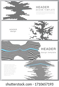 Die minimalistische Vektorillustration Illustration des bearbeitbaren Layouts von Headern, Bannerdesign-Vorlagen. Abstrakte Hintergründe für die Visualisierung von Big Data mit Linien und Würfeln.