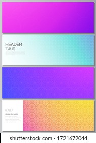 The minimalistic vector illustration of the editable layout of headers, banner design templates. Abstract geometric pattern with colorful gradient business background.