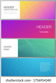 The minimalistic vector illustration of the editable layout of headers, banner design templates. Abstract geometric pattern with colorful gradient business background.