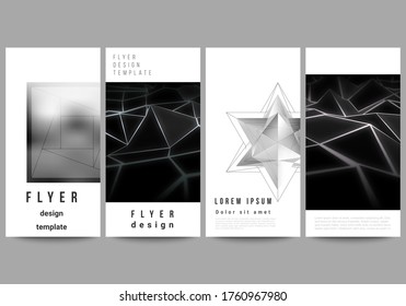 The minimalistic vector illustration of the editable layout of flyer, banner design templates. 3d polygonal geometric modern design abstract background. Science or technology vector illustration.