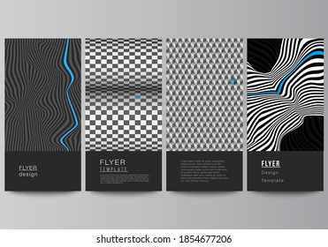 The minimalistic vector illustration of the editable layout of flyer, banner design templates. Abstract big data visualization concept backgrounds with lines and cubes.