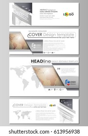 The minimalistic vector illustration of the editable layout of social media, email headers, banner design templates in popular formats. Global network connections, technology background with world map