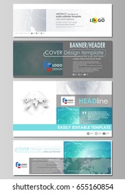 The minimalistic vector illustration of editable layout of social media, email headers, banner design templates in popular formats. Chemistry pattern. Molecule structure. Medical, science background