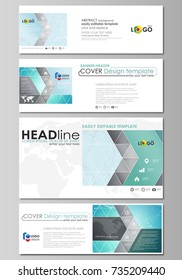 The minimalistic vector illustration of the editable layout of social media, email headers, banner design templates in popular formats. Futuristic high tech background, dig data technology concept.